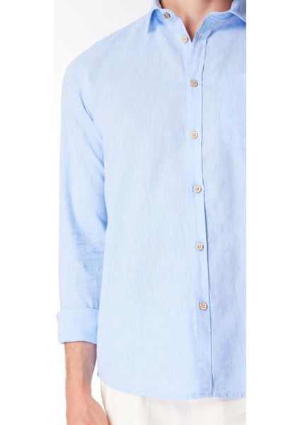 Slim Fit Gömlek Yaka Mavi Erkek Gömlek CE925SS Gömlekmavi