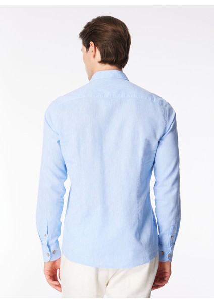 Slim Fit Gömlek Yaka Mavi Erkek Gömlek CE925SS Gömlekmavi