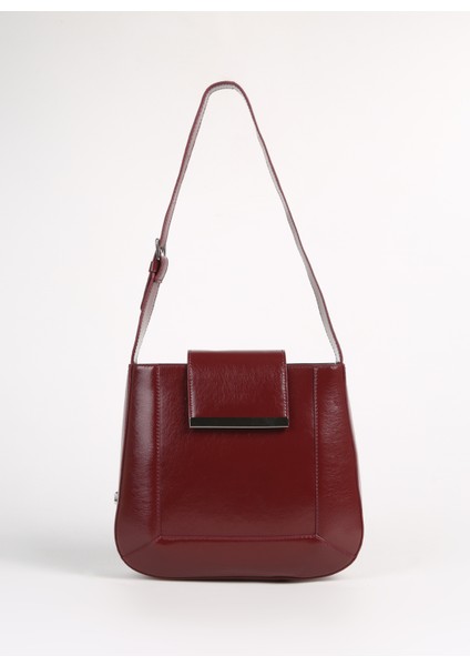 Rugan Bordo Kadın Omuz Çantası Shıny-Versoy