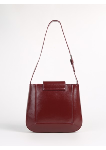 Rugan Bordo Kadın Omuz Çantası Shıny-Versoy modelleri