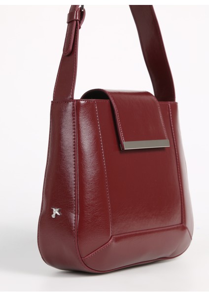 Rugan Bordo Kadın Omuz Çantası Shıny-Versoy fırsatları