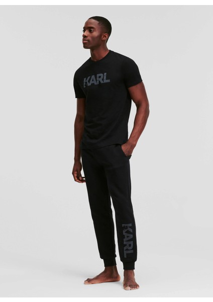 Bisiklet Yaka Baskılı Siyah Erkek T-Shirt 241M2102999
