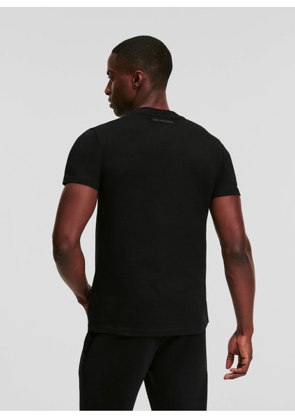 Bisiklet Yaka Baskılı Siyah Erkek T-Shirt 241M2102999