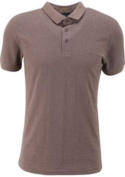 Jakarlı Kahve Erkek Polo T-Shirt F4SM-TST 0939