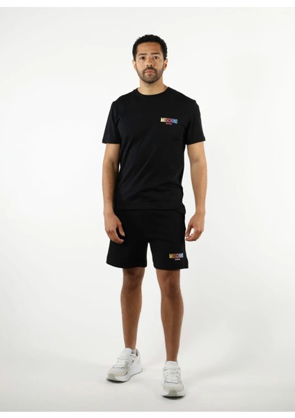 Bisiklet Yaka Desenli Siyah Erkek T-Shirt 241V3A0709