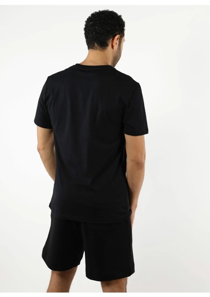 Bisiklet Yaka Desenli Siyah Erkek T-Shirt 241V3A0709 fırsatları