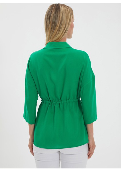 Gömlek Yaka Düz Yeşil Kadın Bluz 24YSL8763 indirimleri