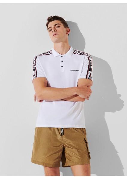 Baskılı Beyaz Erkek Polo T-Shirt 241M2206100