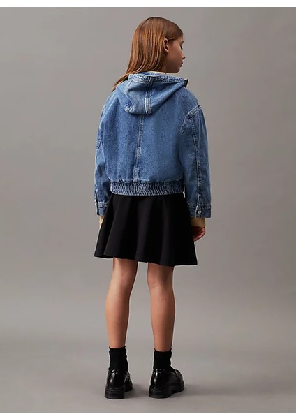 Lastikli Bel Kloş Siyah Düz Diz Üstü Kadın Etek IG0IG02521BEH fırsatları