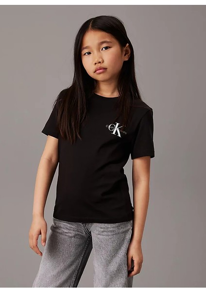 Baskılı Siyah Erkek Çocuk T-Shirt IU0IU00624BEH