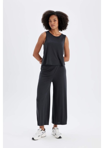 Fit Wide Leg Geniş Paça Pantolon Standart Boy Modal Kumaş C0491AX24SM
