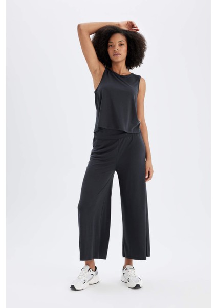 Fit Wide Leg Geniş Paça Pantolon Standart Boy Modal Kumaş C0491AX24SM