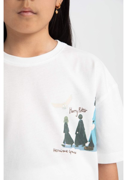 Kız Çocuk Harry Potter Relax Fit Bisiklet Yaka Kısa Kollu Tişört C2632A824SM