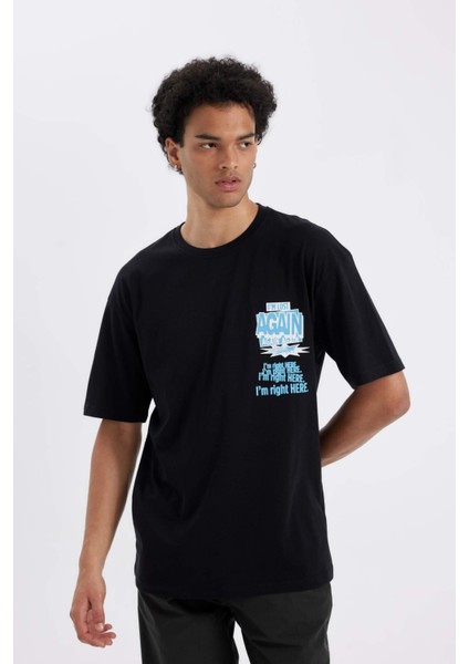 %100 Pamuk Comfort Regular Fit Rahat Kesim Bisiklet Yaka Sırt Baskılı Kısa Kollu Tişört B5069AX24AU modelleri