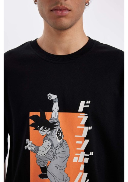 %100 Pamuk Dragon Ball Loose Fit Bisiklet Yaka Sırt Baskılı Kısa Kollu Tişört C6526AX24AU indirimleri