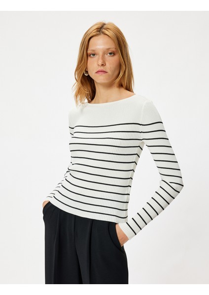 Fitilli Tişört Uzun Kollu Yuvarlak Yaka modelleri