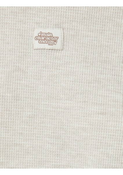 Dokulu Crop Pijama Üstü Kısa Kollu Bisiklet Yaka Rahat Kalıp indirimleri