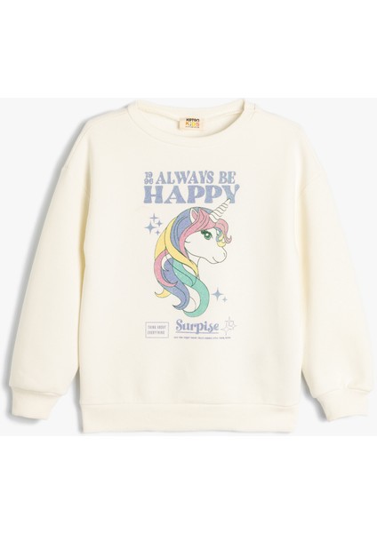 Unicorn Sweatshirt Uzun Kollu Bisiklet Yaka Şardonlu Pamuklu