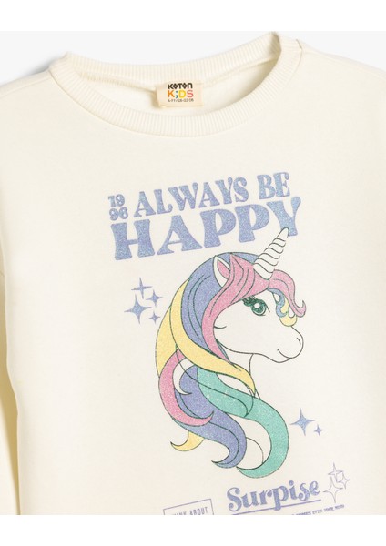 Unicorn Sweatshirt Uzun Kollu Bisiklet Yaka Şardonlu Pamuklu modelleri
