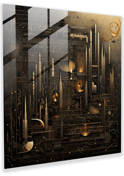 Kuran Kabe Cam Baskı - Kabe, Kuran Ayetleri, Duvar Süslemesi, Modern Sanat, 30X30