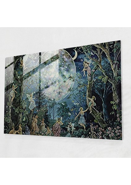 Mehtaplı Peri Ülkesi Cam Baskı Duvar Dekorasyonu - Ön-Rafael Kardeşliği, Cam Baskı, Cam Duvar Sanatı, Modern Sanat, 45X30