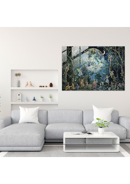 Mehtaplı Peri Ülkesi Cam Baskı Duvar Dekorasyonu - Ön-Rafael Kardeşliği, Cam Baskı, Cam Duvar Sanatı, Modern Sanat, 45X30