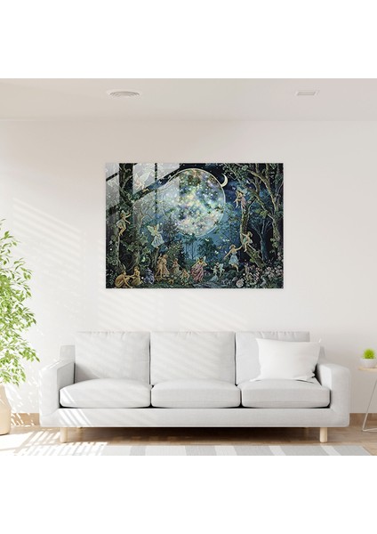 Mehtaplı Peri Ülkesi Cam Baskı Duvar Dekorasyonu - Ön-Rafael Kardeşliği, Cam Baskı, Cam Duvar Sanatı, Modern Sanat, 45X30
