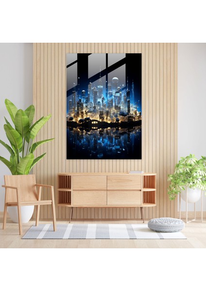 Gerçekçi Cam Duvar Sanatı - Şehir Manzarası Cam Baskı - Gerçekçi Cam Heykel, Gerçekçi Cam Heykel, Ev Dekorasyonu, Cam Baskı, 30X45 modelleri