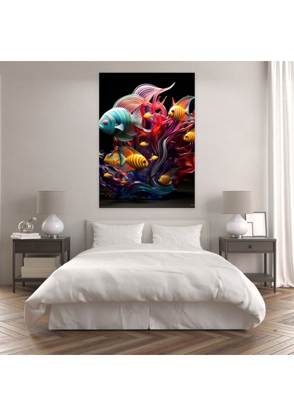 Gerçekçi Cam Heykel Duvar Sanatı - Gerçekçi Cam Heykel, Kanvas Tablo, Tropikal Balık, Kanvas Tablo, 30X50 fiyatları