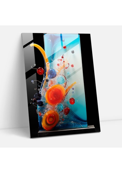 Cam Sanatı Soyut Patlamalı Erimiş Panel - Gerçekçi Cam Heykel, Ev Dekorasyonu, Cam Duvar Sanatı, Soyut Tasarım, 30X45