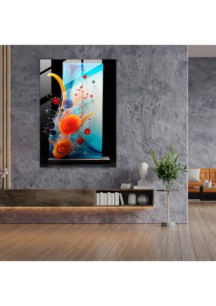 Cam Sanatı Soyut Patlamalı Erimiş Panel - Gerçekçi Cam Heykel, Ev Dekorasyonu, Cam Duvar Sanatı, Soyut Tasarım, 30X45 modelleri