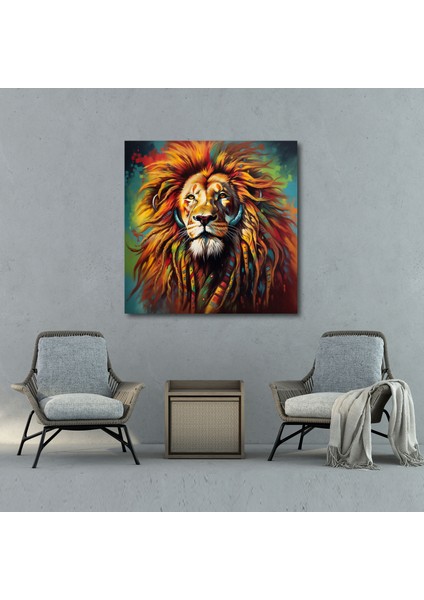 Bob Marley Duvar Tablosu - Psychedelic Aslan Kanvas Tablo - Bob Marley, Güç, Müzik, Bob Marley, 30X30