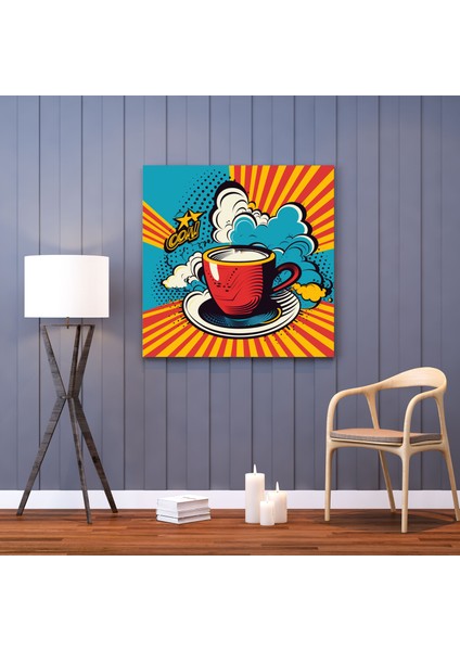 Kahve Kanvas Tablo Duvar Dekorasyonu - Kahve, Kanvas Tablo, Konuşma Balonu, Retro, 50X50