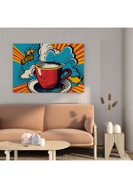 Kahve Kanvas Tablo Duvar Dekorasyonu - Kahve, Kanvas Tablo, Konuşma Balonu, Retro, 50X50