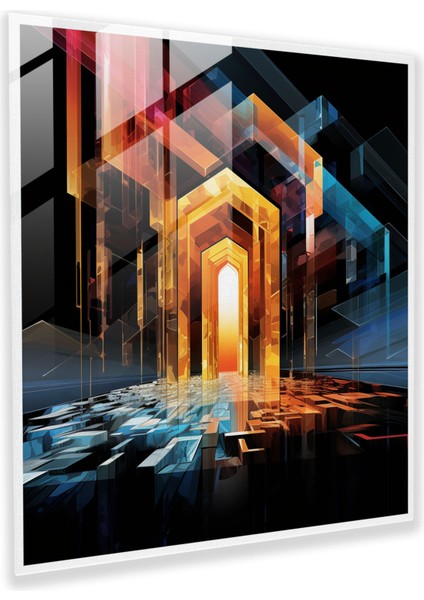 Kabe Cam Duvar Sanatı - Kabe, Geometrik Şekiller, Cam Duvar Sanatı, Soyut, 30X30
