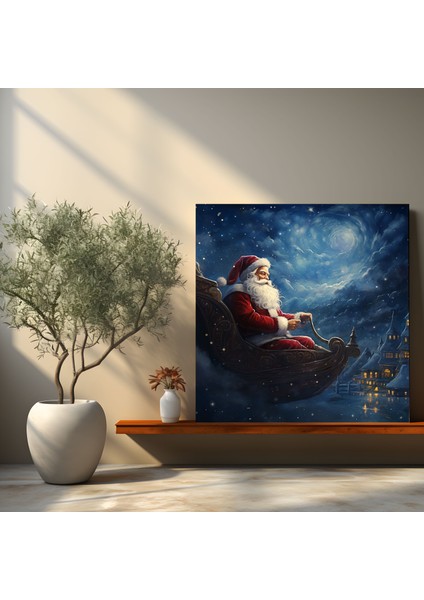 Noel Baba Kanvas Tablo - Noel, Ev Dekorasyonu, Duvar Sanatı, Kanvas Tablo, 30X30