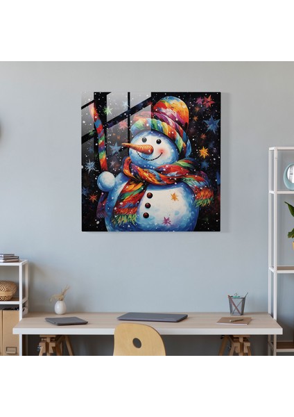 Neşeli Kardan Adam Cam Baskı - Noel, Noel, Cam Duvar Sanatı, Duvar Dekorasyonu, 30X30 fiyatları