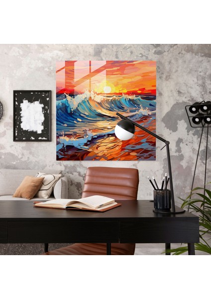 Plaj Dalgaları Cam Baskı - Plaj, Cam Sanatı, Duvar Süslemesi, Ev Dekorasyonu, 30X30 fiyatları