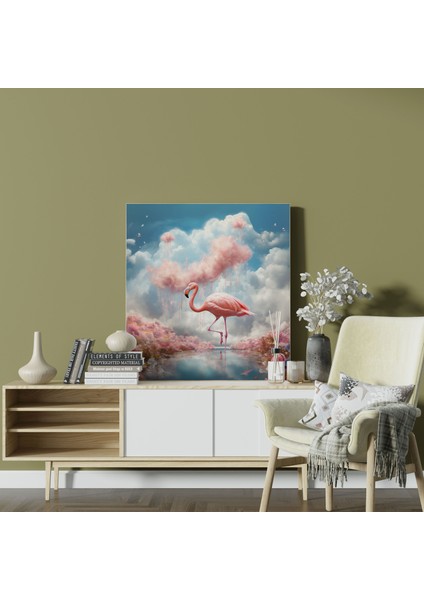 Gerçeküstü Flamingo Tablo - Flamingo, Kanvas Tablo, Rüya Gibi Flamingo, Flamingo Duvar Dekorasyonu, 30X30