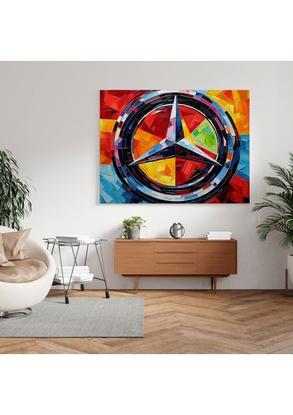 Mercedes Duvar Tablosu - Zengin ve Cesur Amblem - Mercedes, Kanvas Tablo, Ev Dekorasyonu, Zarif, 100 x 100 cm