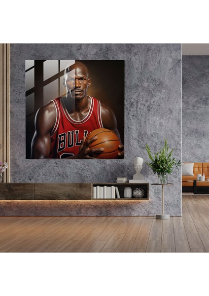 Yoğun Michael Jordan Cam Baskı - Micheal Jordan, Focus, Modern Sanat, Cam Sanatı, 70 x 70 cm