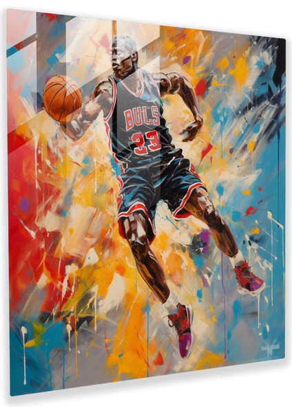Michael Jordan Modern Soyut Cam Baskı - Micheal Jordan, Michael Jordan, Ev Dekorasyonu, Modern Sanat, 30 x 30 cm