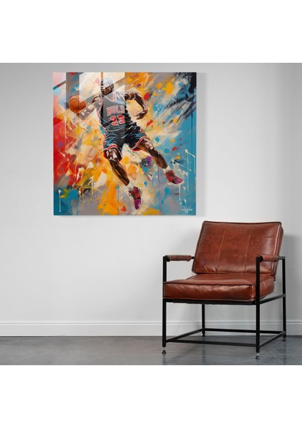 Michael Jordan Modern Soyut Cam Baskı - Micheal Jordan, Michael Jordan, Ev Dekorasyonu, Modern Sanat, 30 x 30 cm fiyatları