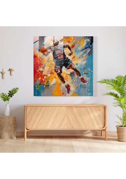 Michael Jordan Modern Soyut Cam Baskı - Micheal Jordan, Michael Jordan, Ev Dekorasyonu, Modern Sanat, 30 x 30 cm modelleri