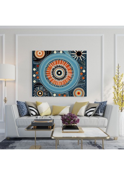 Dreamtime'dan Esinlenen Goblen - Aborijin, Semboller, Goblen, Geometrik Desenler, 30 x 30 cm