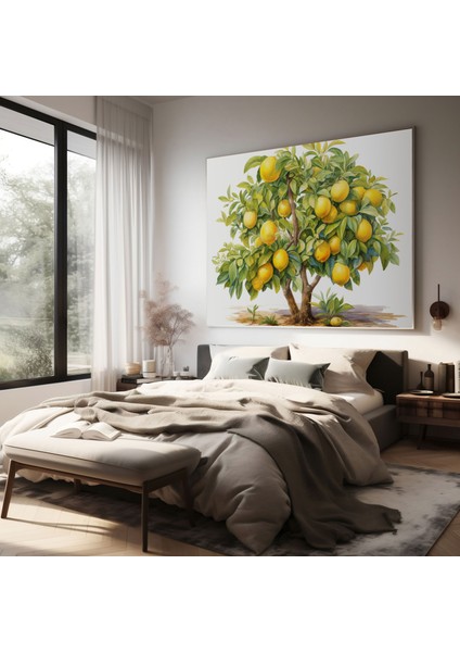 Limon Ağacı Kanvas Tablo - Suluboya Tablo - Limon Ağacı, Suluboya Tablo, Kanvas Tablo, Canlı, 30X30