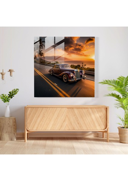 Mercedes Cam Baskı - Sahilde Gün Batımı Fotoğrafı - Mercedes, Modern Sanat, Ev Dekorasyonu, Huzur, 30 x 30 cm fiyatları