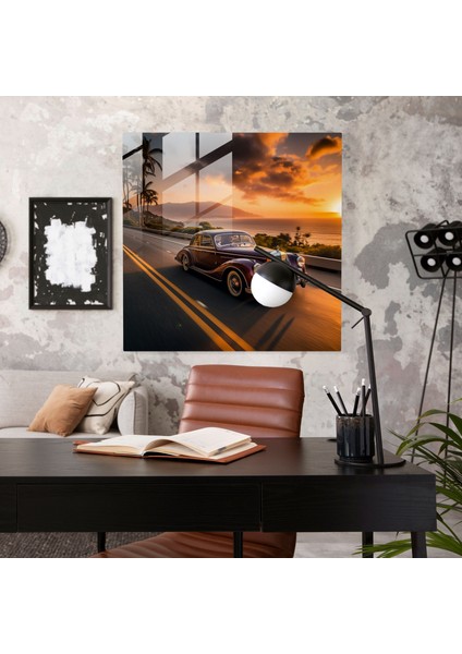 Mercedes Cam Baskı - Sahilde Gün Batımı Fotoğrafı - Mercedes, Modern Sanat, Ev Dekorasyonu, Huzur, 30 x 30 cm modelleri