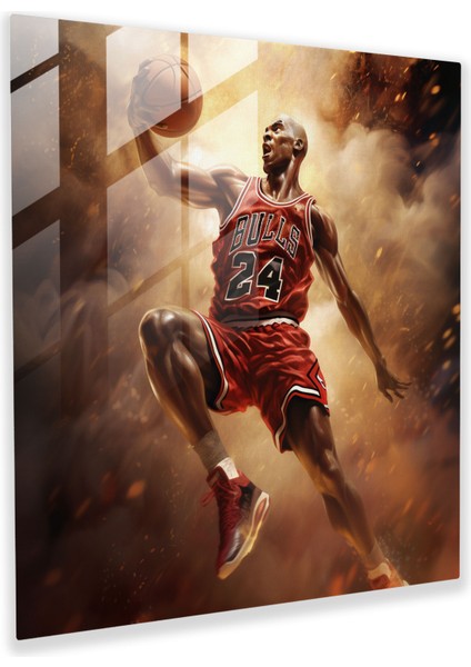 Michael Jordan Cam Baskı - Havada Smaç - Micheal Jordan, Cam Baskı, Duvar Dekorasyonu, Modern Sanat, 30 x 30 cm