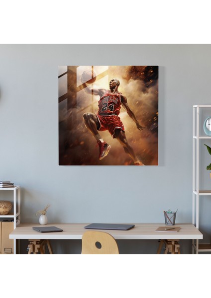 Michael Jordan Cam Baskı - Havada Smaç - Micheal Jordan, Cam Baskı, Duvar Dekorasyonu, Modern Sanat, 30 x 30 cm